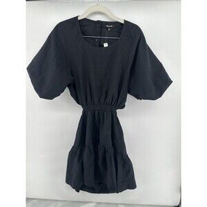 Madewell Cut out  Dress Seersucker Puff Sleeve M #B2